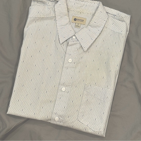 Blue and white anchors nautical print button down shirt - Picture 2 of 8